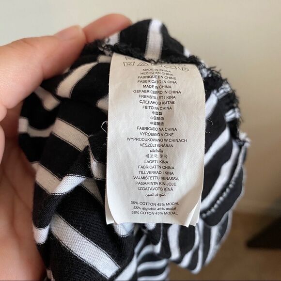 MICHAEL Michael Kors Black Stripe Front Tie 3/4 Sleeve Stretchy Top Large - Picture 10 of 11